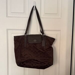 Coach Dark Brown Signature Tote